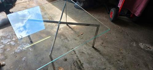 2x Prachtige moderne salontafel glasRVS onderstel 2=1, Huis en Inrichting, Tafels | Salontafels, Zo goed als nieuw, Minder dan 50 cm