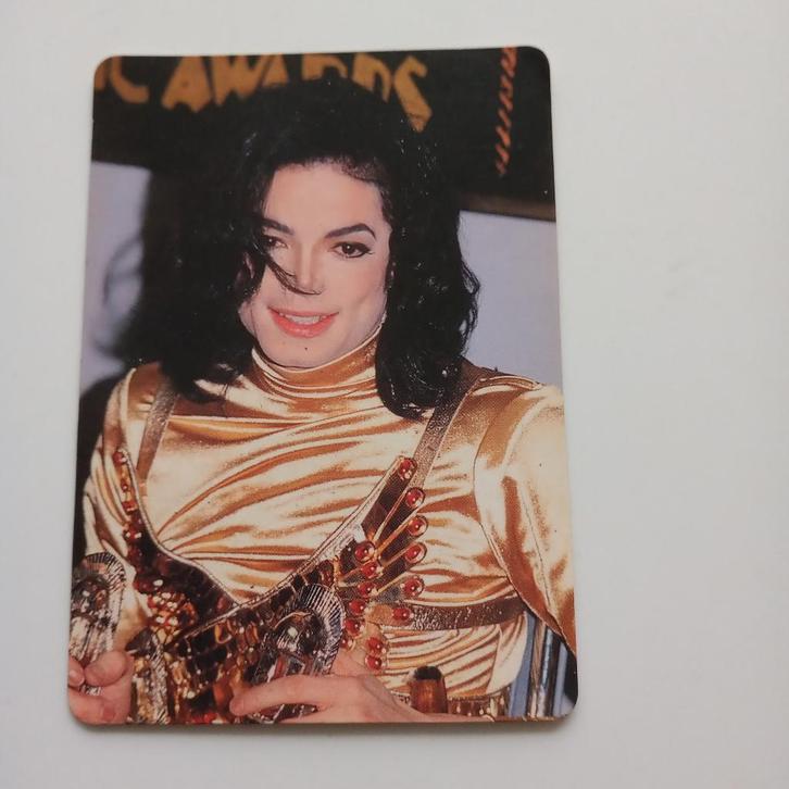 Michael Jackson leuke zeldzame card  foto +1998 kalender, Verzamelen, Muziek, Artiesten en Beroemdheden, Zo goed als nieuw, Foto of Kaart