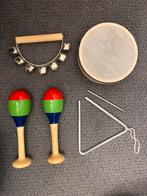 Set muziek instrumenten trommel triangel sambaballen, Kinderen en Baby's, Speelgoed | Houten speelgoed, Ophalen, Zo goed als nieuw