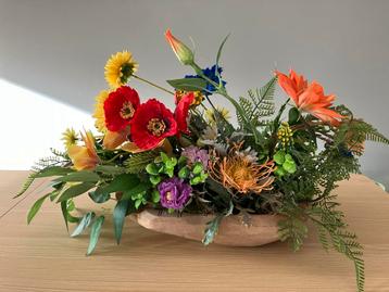 Kunstbloemstuk met Houten Voet - Tafeldecoratie beschikbaar voor biedingen