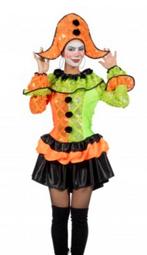Neon Harlekijn Jurk - Carnaval Maat M, Carnaval, Zo goed als nieuw, Kleding, Geen merk
