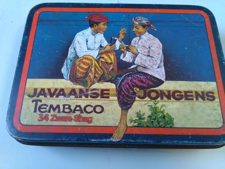 JAVAANSE JONGENS TABAKS BLIKJE, Verzamelen, Blikken, Gebruikt, Overige, Ophalen