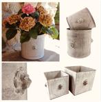 Metalen ijzeren plantenbakken leeuw rond vierkant, Rond, Ophalen of Verzenden, Zo goed als nieuw, Minder dan 25 cm