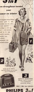 Philips draagbare radio - Advertentie uit Tijdschrift 1953, Ophalen of Verzenden, Gebruikt