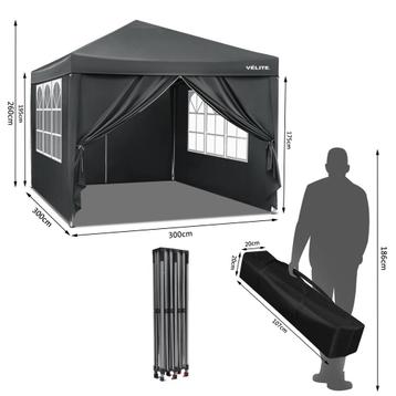 Partytent 3x3 met 4 zijwanden 800D polyester beschikbaar voor biedingen