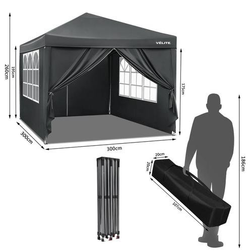Partytent 3x3 met 4 zijwanden 800D polyester, Tuin en Terras, Partytenten, Nieuw, Partytent, Minder dan 5 meter, Minder dan 4 meter