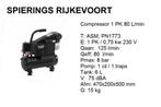 Compressor 1PK tot 20PK Spierings Rijkevoort, Doe-het-zelf en Verbouw, 6 tot 10 bar, Nieuw, Ophalen of Verzenden, 200 tot 400 liter/min