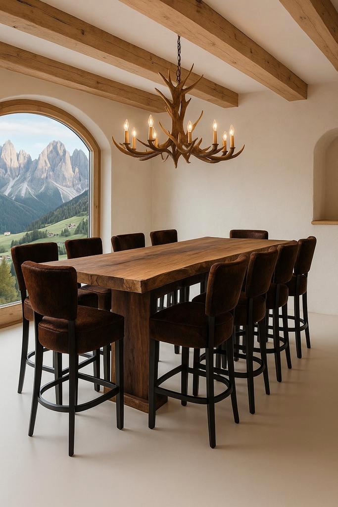 Luxe Bistro Barkrukken met Koeienhuid, Huis en Inrichting, Barkrukken, Nieuw, 60 tot 90 cm, Hout, Leer, 4 krukken, Ophalen of Verzenden