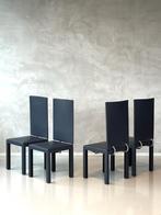 Arcalla eetkamerstoelen set 4x B&B Italia Paolo Piva vintage, Grijs, Vier, Gebruikt, Leer