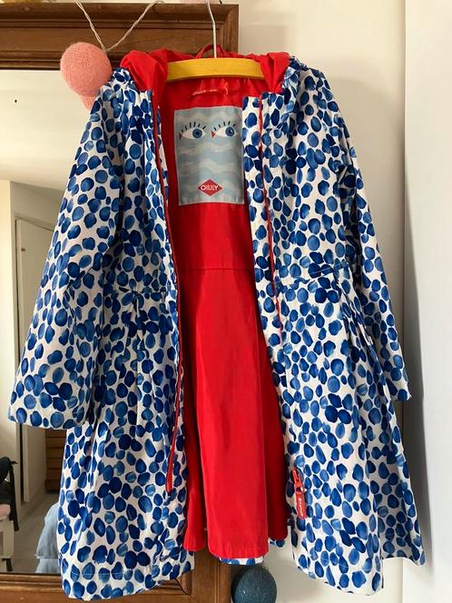 Oilily gevoerd lente-/zomerjasje halflang blauw stippen 110, Kinderen en Baby's, Kinderkleding | Maat 110, Gebruikt, Meisje, Jas
