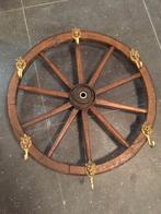 Mooie ouderwetse houten wagenwiel wand kapstok, Huis en Inrichting, Zo goed als nieuw, Minder dan 100 cm, Hout, Ophalen