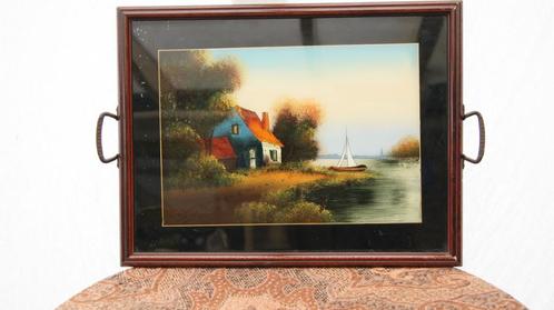 Achterglas beschilderd dienblad, Antiek en Kunst, Antiek | Overige Antiek, Verzenden