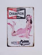 Champion bougie pinup reclamebord van metaal wandbord deco, Verzamelen, Merken en Reclamevoorwerpen, Reclamebord, Info@deconoord.nl