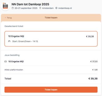 2x tickets Dam tot Damloop 2025 beschikbaar voor biedingen