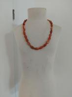Handgemaakte ketting met oranje edelstenen, Sieraden, Tassen en Uiterlijk, Kettingen, Oranje, Ophalen of Verzenden, Zo goed als nieuw