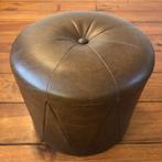 Ronde poef, donkerbruin, vintage design, Ophalen of Verzenden, Zo goed als nieuw, Rond