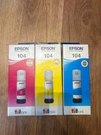 3 x Epson 104 EcoTank Cyan ink bottle, Ophalen of Verzenden, Nieuw, Epson