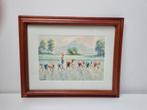 Aquarel van Vietnamees landschap, Gugum, Minder dan 50 cm, Onbekend, Ophalen of Verzenden, Zo goed als nieuw
