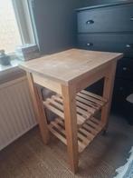 Houten roltafel/bijzettafel/commode 60x50x85 cm, Ophalen, Gebruikt, 75 cm of meer, 60 cm of meer