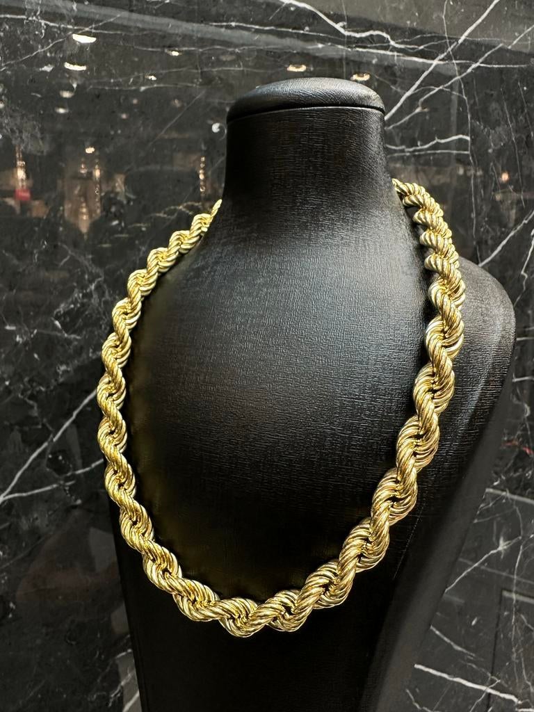 18k Gouden Rope Collier| Unisex, Ophalen of Verzenden, Nieuw, Goud