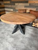 Als nieuw massief eiken eettafel 135 rond - blad 6cm dik, Ophalen, Zo goed als nieuw, Rond, 100 tot 150 cm