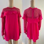 Dames lange jurk crochet gehaakt top kant volants lace S, Ophalen of Verzenden, Roze, Maat 36 (S), Gedragen