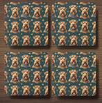 Airedale Terriër patroon onderzetters met houder, Ophalen of Verzenden, Nieuw, Glas of Kopje