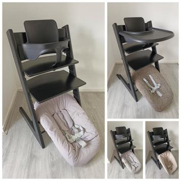 4x Stokke Tripp Trapp zwart complete set:babyset,newbornset  beschikbaar voor biedingen
