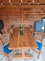 Massief Teakhout tafel en stoelen, Ophalen, Teakhout, 200 cm of meer, 50 tot 100 cm