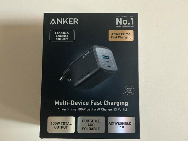 Anker Prime 100W GaN Snellader - Nieuw in doos!, Audio, Tv en Foto, Opladers, Nieuw, Ophalen of Verzenden