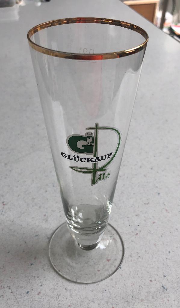 Bierglas Duitsland Glückauf Pils - hoog 20 cm, Verzamelen, Biermerken, Zo goed als nieuw, Glas of Glazen, Overige merken, Ophalen of Verzenden