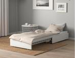 VALLENTUNA Orrsta wit leer slaapbank slaappoef  poef s, Ophalen, Gebruikt, 180 cm of meer, 70 tot 85 cm