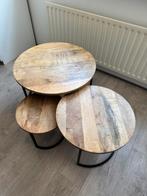 Salontafel set van 3: mangohout, Ophalen, Gebruikt, 50 tot 100 cm, Rond