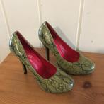 Groene slangenleer look pump hoge hak van J Flowers, mt 38, Pumps, Verzenden, Zo goed als nieuw, J Flowers