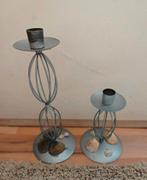 Zilverkleurige kandelaars met schelpen decoratie, Antiek en Kunst, Ophalen of Verzenden, Zilver