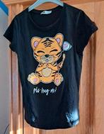 Shirt met poes op, Zwart, Ophalen of Verzenden, Korte mouw, Maat 34 (XS) of kleiner