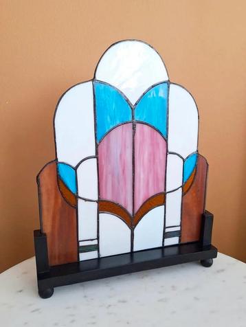 Art Deco Tiffany glaspaneel raamscherm beschikbaar voor biedingen