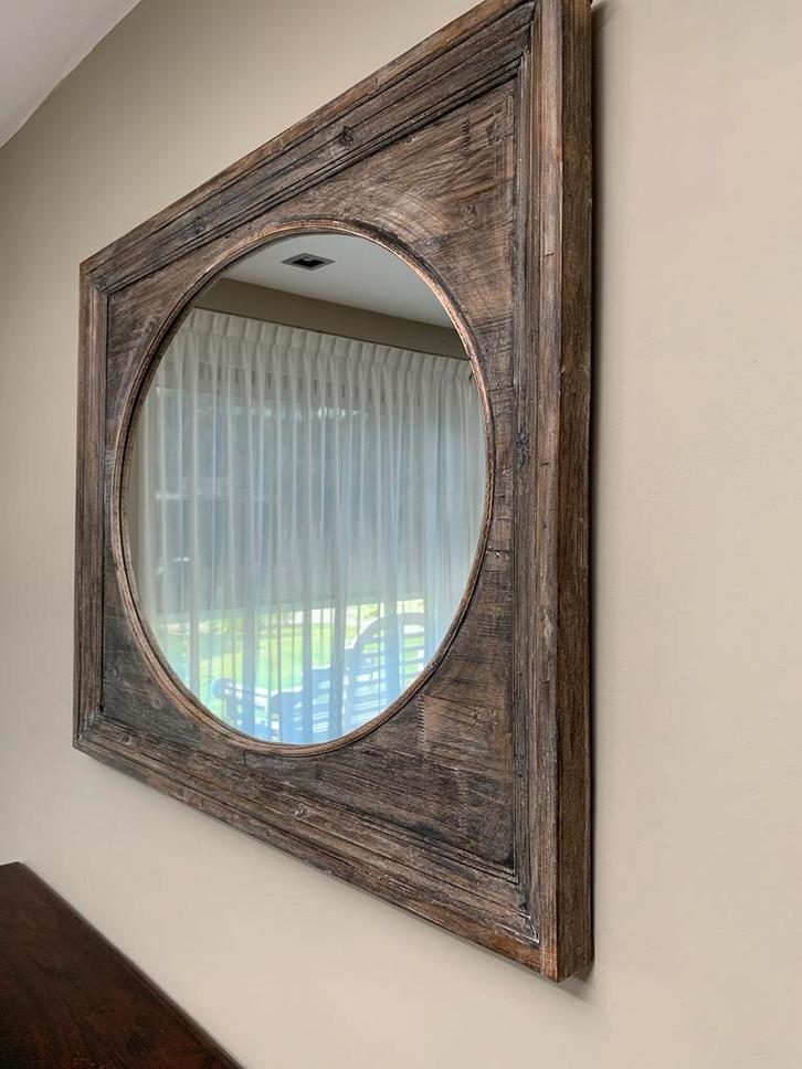 Houten Spiegel - 90x110cm, Huis en Inrichting, Woonaccessoires | Spiegels, Zo goed als nieuw, 75 tot 100 cm, 100 tot 150 cm, Vierkant