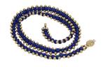 Lapis Lazuli ketting met 190 14k gouden bollen en slot dames