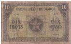 Marokko, 10 Dirhams, 1944, Postzegels en Munten, Bankbiljetten | Afrika, Los biljet, Ophalen of Verzenden, Overige landen
