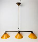 Bronskleurige 3 marmeren glazen kap hanglamp art deco, Ophalen of Verzenden, Zo goed als nieuw, 75 cm of meer