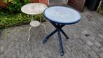 Gratis 2 tafeltjes voor in de tuin, Tuin en Terras, Tuintafels, Ophalen, Gebruikt, Rond, Metaal