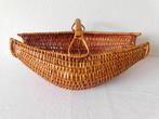 Vintage rotan mand met handvat, model fuik, afm. 59x40 cm, h, Overige typen, Ophalen of Verzenden