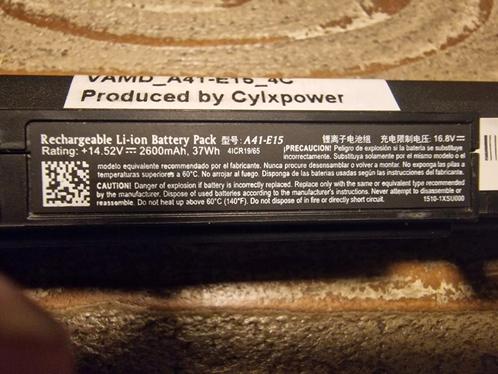 Cylxpower VAMD_A41-E15_4C Laptop Batterij, Computers en Software, Accu's en Batterijen, Gebruikt, Ophalen of Verzenden