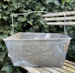 Brocante oud zinken plukbak / bak met hengsel, Antiek en Kunst, Curiosa en Brocante, Verzenden