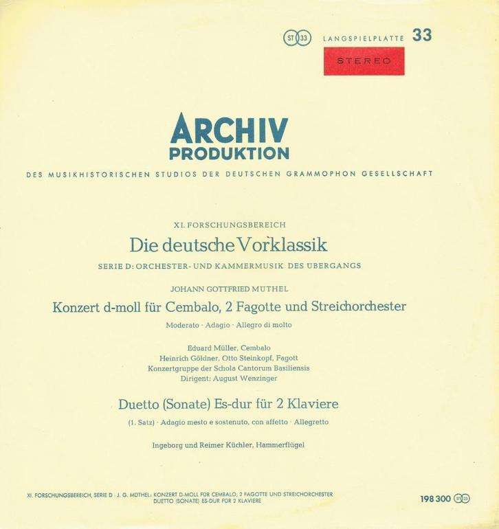 Johann G  Müthel Concerto Harpsichord Bassoons Strings, Cd's en Dvd's, Vinyl | Klassiek, Zo goed als nieuw, Classicisme, Kamermuziek