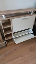 Hal set: schoenenkast en kapstok - wit/eiken, Huis en Inrichting, Kasten | Schoenenkasten, Ophalen, Gebruikt, Modern