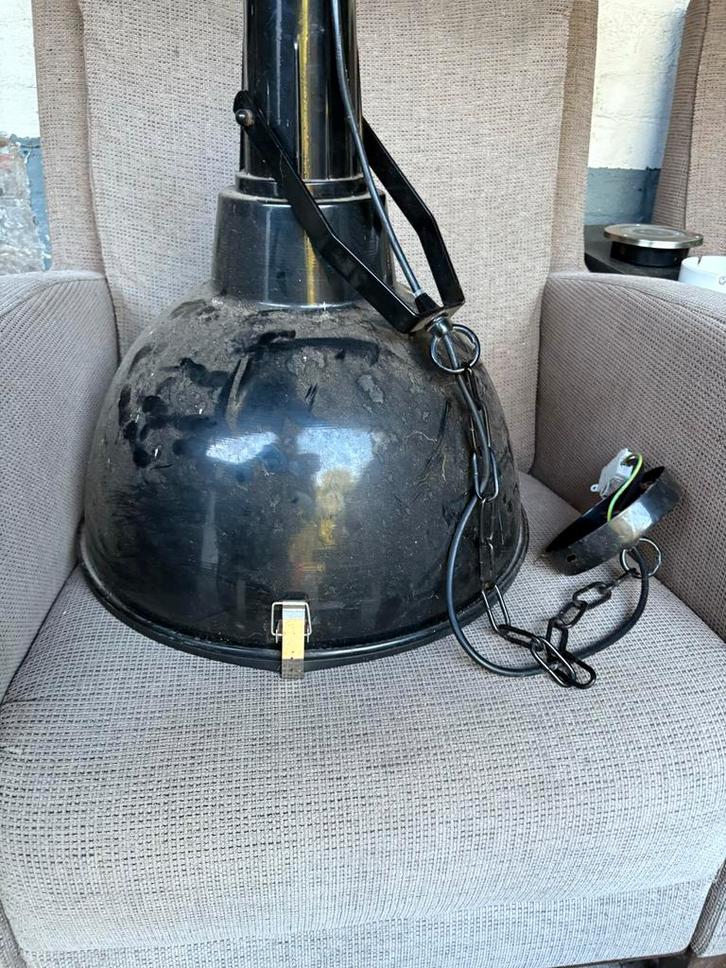 Industriële Hanglamp Zwart Metaal, Huis en Inrichting, Lampen | Hanglampen, Gebruikt, Minder dan 50 cm, Metaal, Ophalen of Verzenden