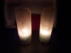 STEL VINTAGE GEMARMERDE GLAZEN KAPPEN voor KAARSEN of LAMPEN, Antiek en Kunst, Ophalen of Verzenden