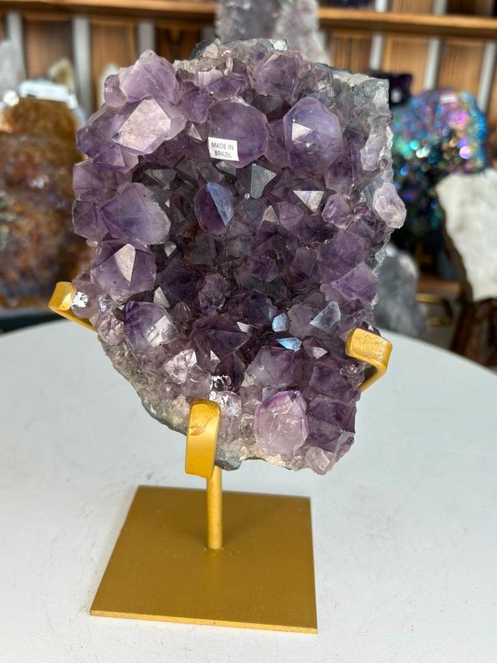 Amethist op standaard, Verzamelen, Mineralen en Fossielen, Mineraal, Ophalen of Verzenden